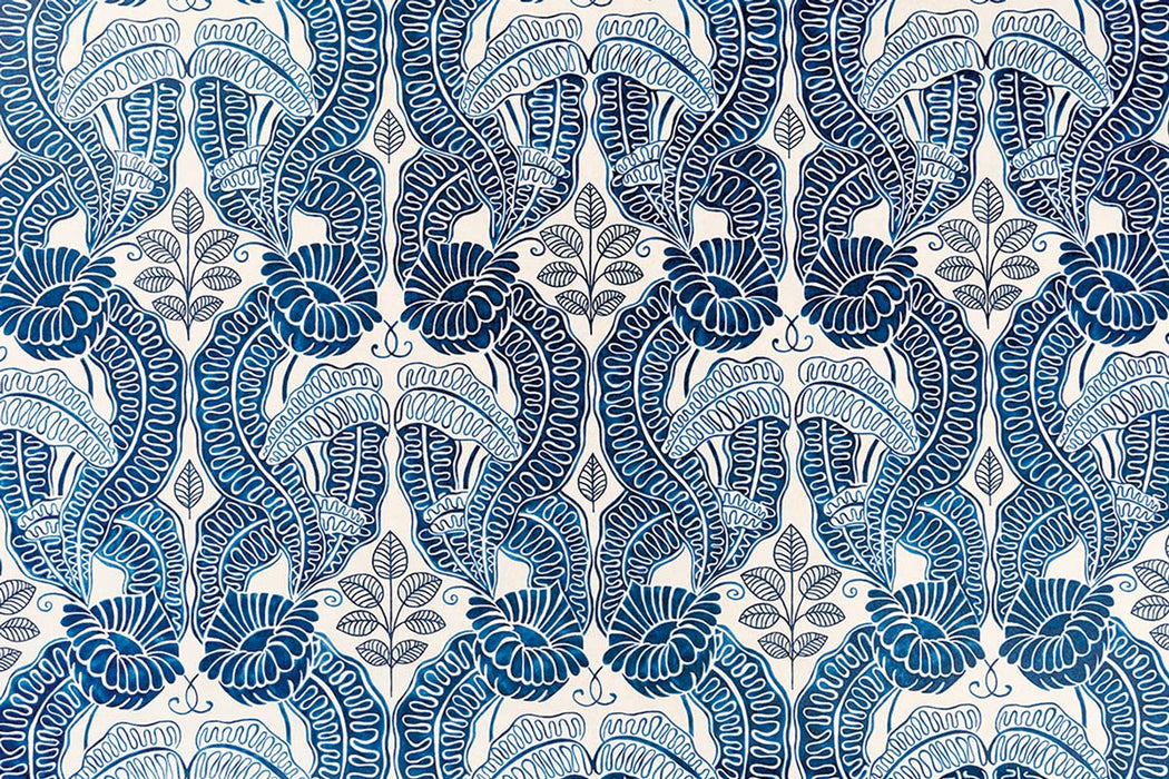 Christopher Farr Belle-De-Nuit Indoor Printed Dark Indigo Fabric Sample