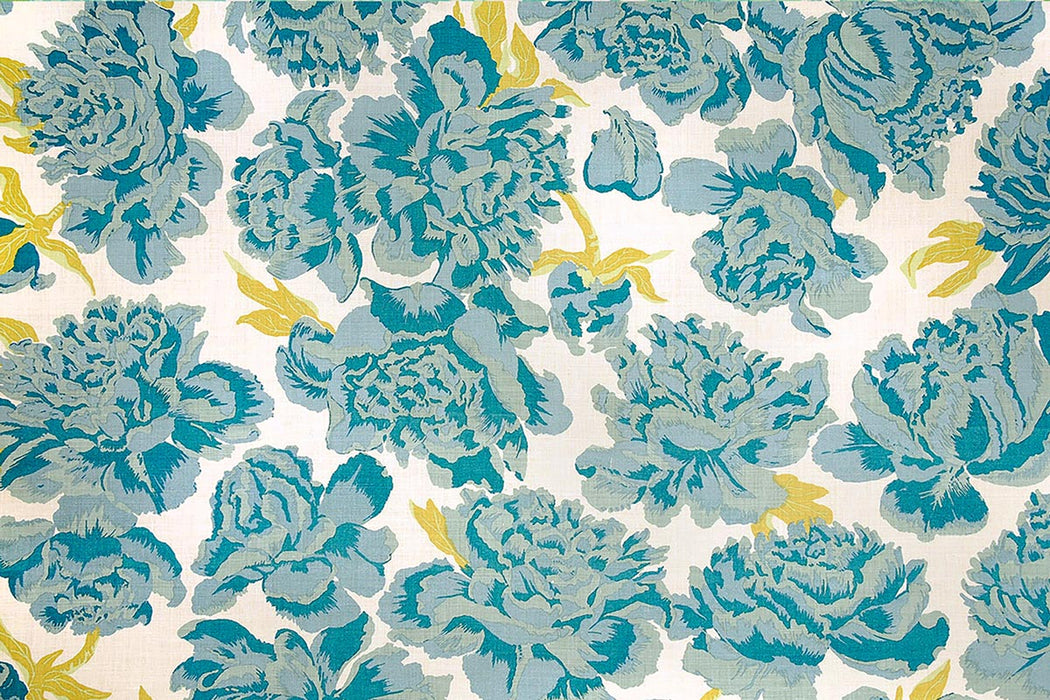 Christopher Farr Peonies Indoor Printed Aqua Fabric Sample