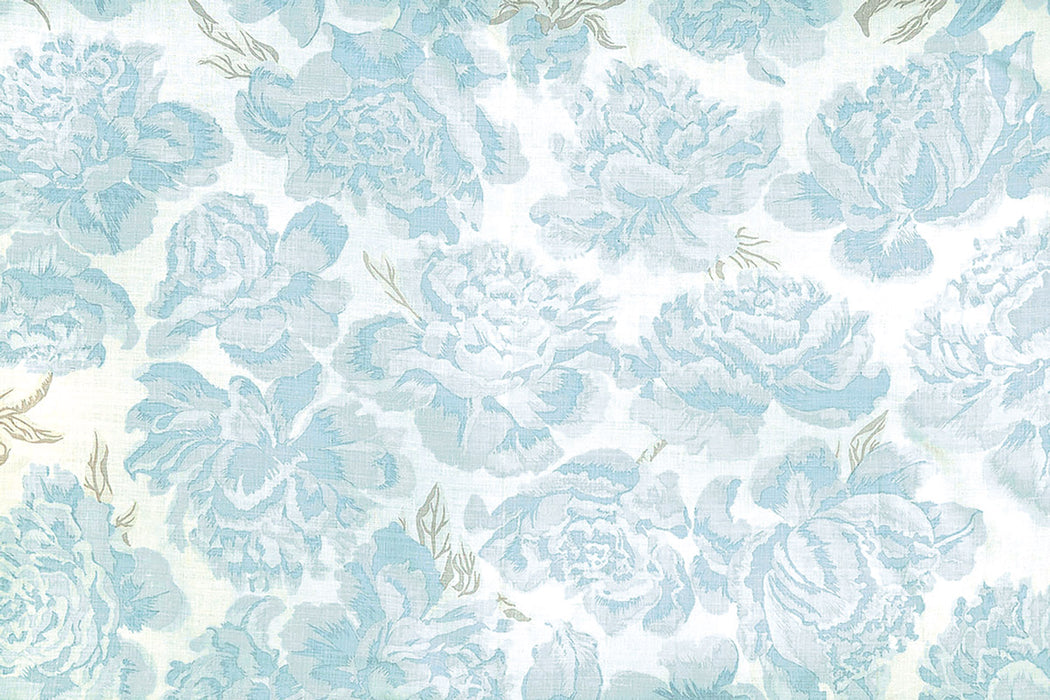 Christopher Farr Peonies Indoor Printed Pale Blue Fabric Sample