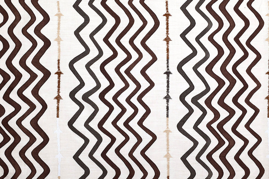 Christopher Farr Rick Rack Indoor Printed Embroidered Chocolate Fabric Sample