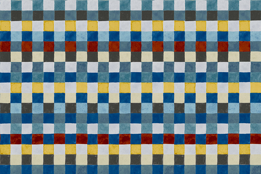 Christopher Farr Child's Check Standard Cobalt Wallpaper Sample