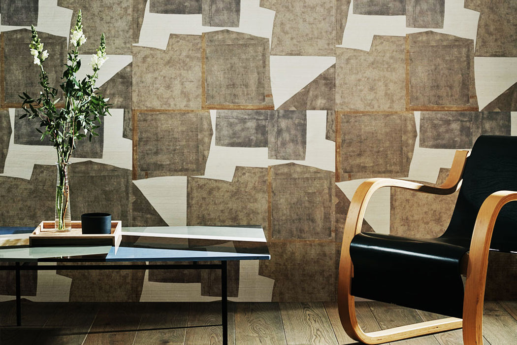 Christopher Farr Sea Collage Raffia Cobalt Wallpaper Sample