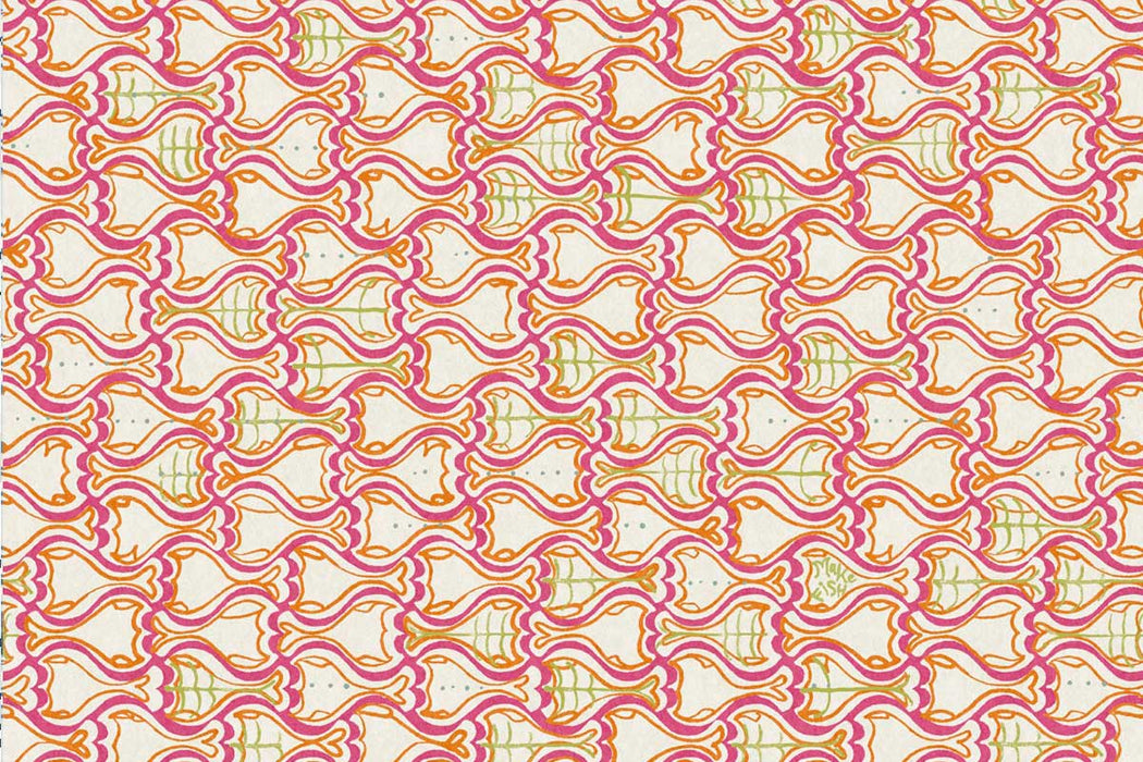 Christopher Farr Make Fish Standard Fuchsia Wallpaper Sample