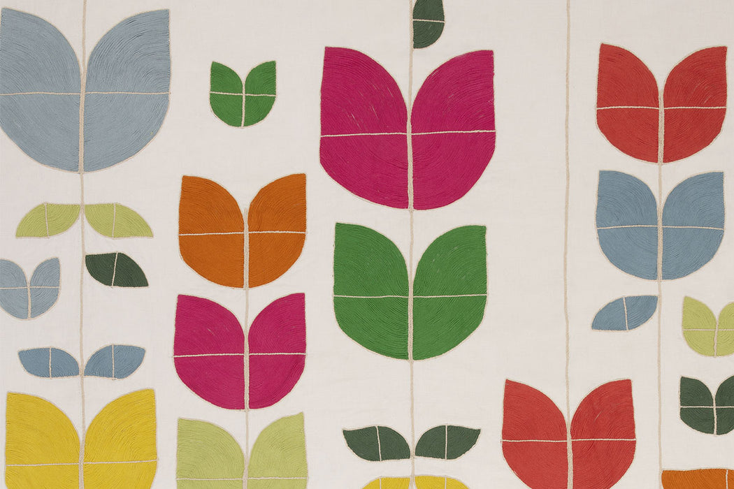 Christopher Farr Happy Flowers Indoor Embroidered Hot Pink Fabric Sample