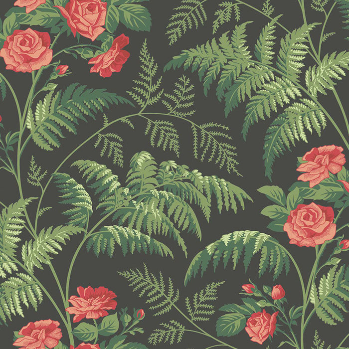 Cole & Son Rose Red/L Green/Charcoal Wallpaper Sample 115/10030.CS.0