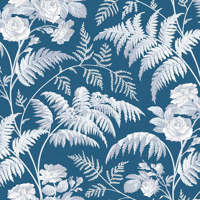 Cole & Son Rose White/Ice Blue/Denim Wallpaper Sample 115/10031.CS.0