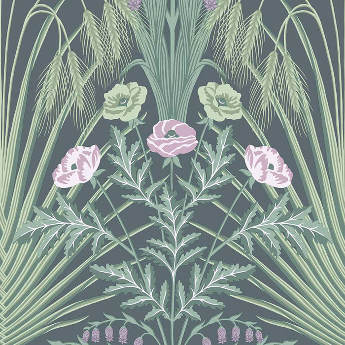 Cole & Son Bluebell Sage On Charcoal Wallpaper Sample 115/3009.CS.0