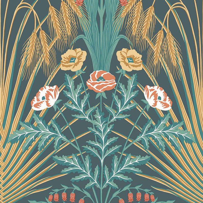 Cole & Son Bluebell Teal/Gold/Petrol Wallpaper Sample 115/3010.CS.0
