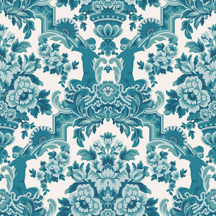 Cole & Son Lola Petrol Blues On White Wallpaper Sample 117/13042.CS.0