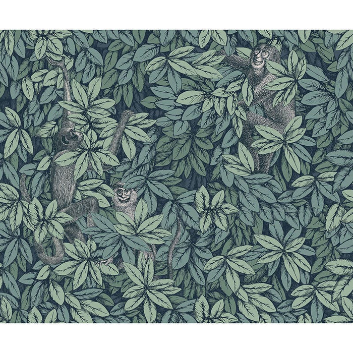 Cole & Son Foglie E Scimmie Viridian Wallpaper 123/10046.CS.0