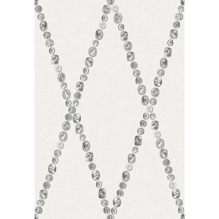 Cole & Son Cammei Black & White Wallpaper Sample 123/4021.CS.0