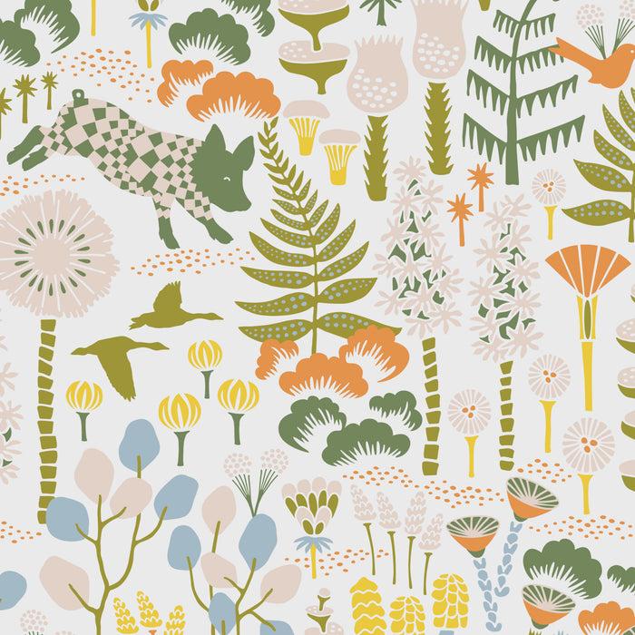 Schumacher Hoppmosse Ivory And Multi Wallpaper Sample 1450