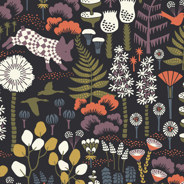 Schumacher Hoppmosse Midnight Wallpaper Sample 1452