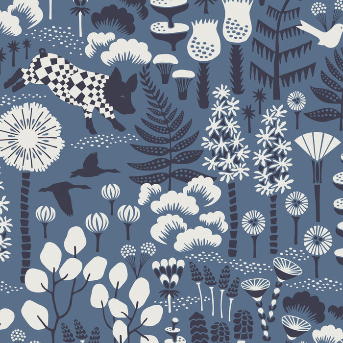 Schumacher Hoppmosse Blue Wallpaper Sample 1453