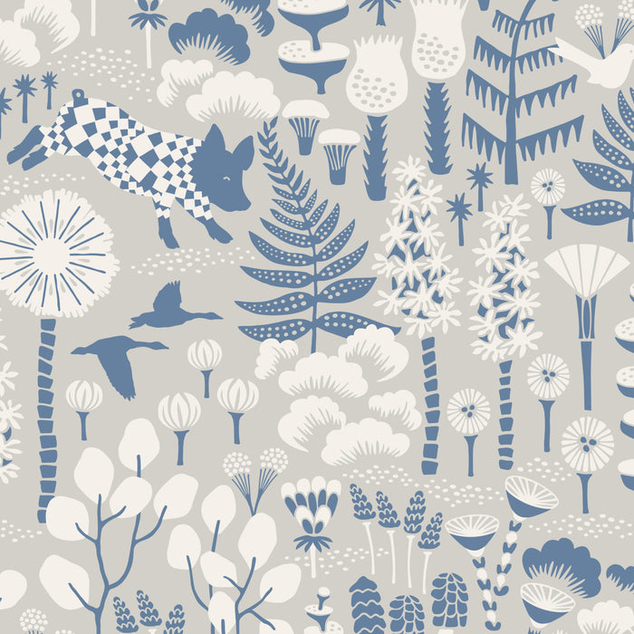 Schumacher Hoppmosse Dove And Blue Wallpaper Sample 1454