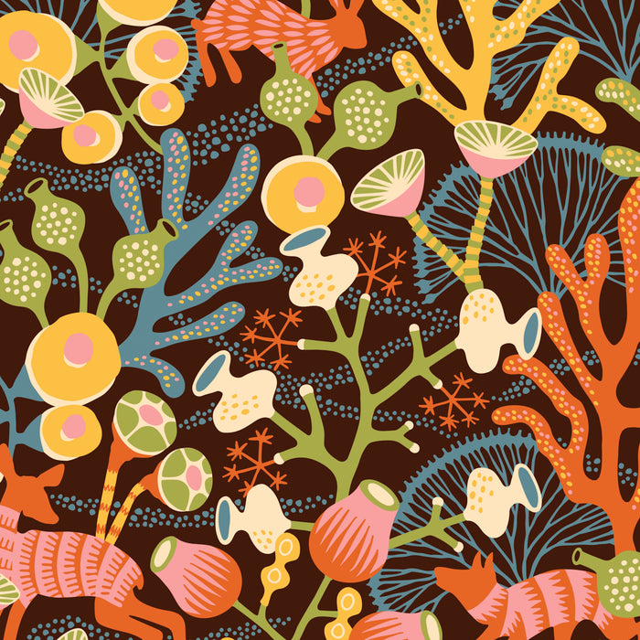 Schumacher KorallAng Brown Wallpaper Sample 1461