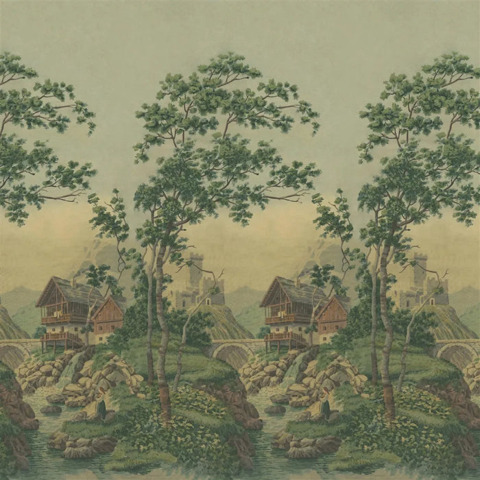 John Derian Castle Scene 1 Panel 1 Wallpaper PJD6011-01