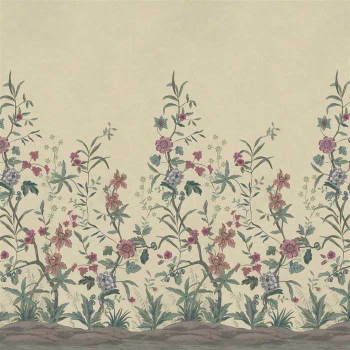 John Derian Peacock Toile Scene 2 Panel 3 Wallpaper PJD6014-03