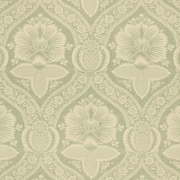 Schumacher Villandry Damask Print Mineral Fabric 173373