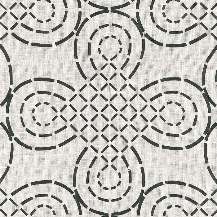 Schumacher Trellis Knot Ivory & Onyx Fabric 174222