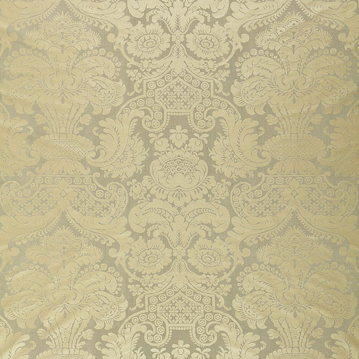 Schumacher Padova Damask Print Mercury Fabric Sample 174422