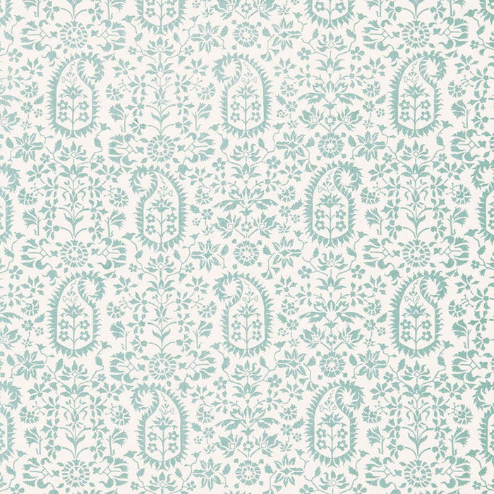 Schumacher Kalika Paisley Print Aquamarine Fabric 174862