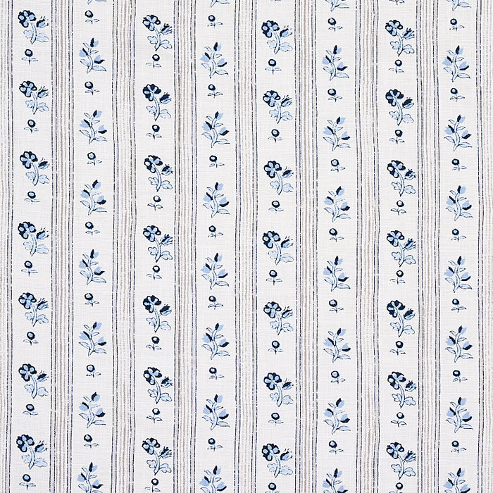 Schumacher Cabanon Stripe Bleu Fabric Sample 175963