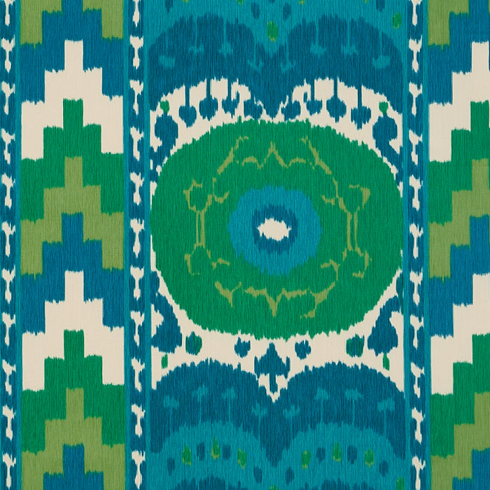 Schumacher Samarkand Ikat II Emerald Fabric 176064