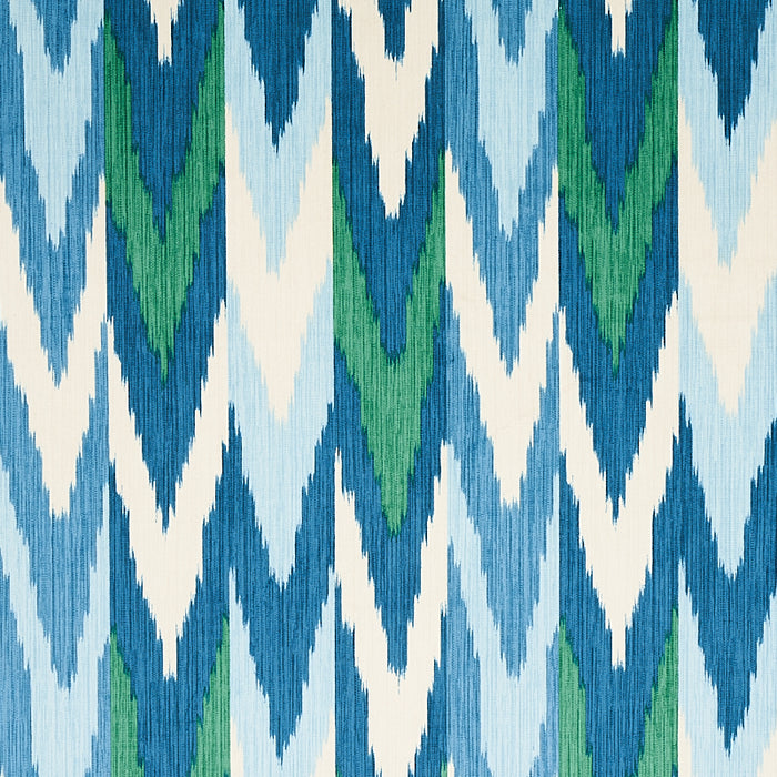 Schumacher Kashgar Velvet Ikat Peacock & Emerald Fabric 176104
