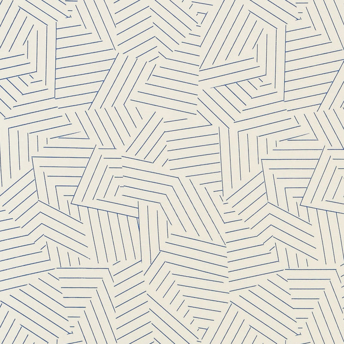 Schumacher Deconstructed Stripe Indoor/Outdoor Cobalt Fabric Sample 176701