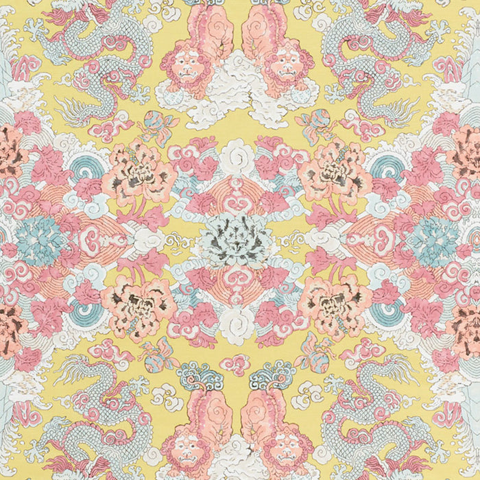 Schumacher Magic Mountain Dragon Yellow Fabric 178052