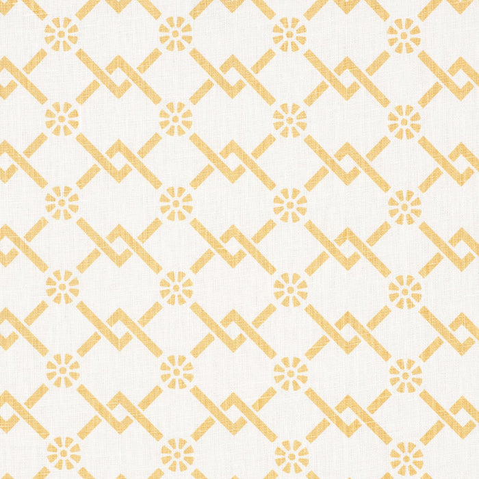 Schumacher Fretwork Flower Saffron Fabric 178311