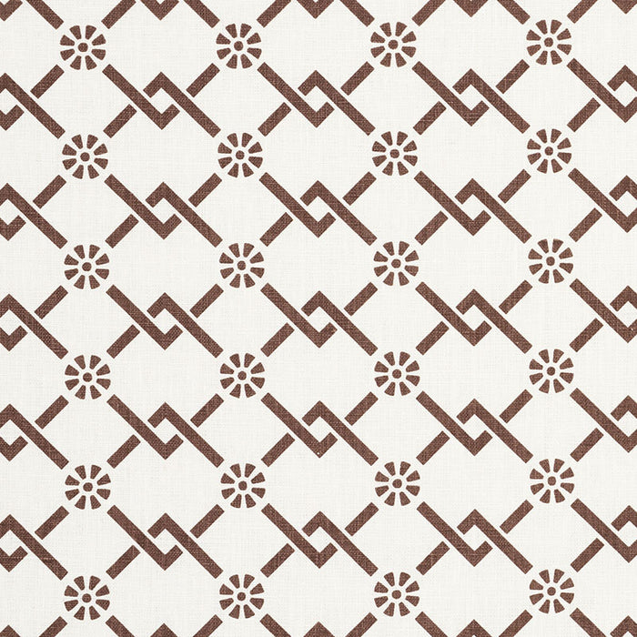 Schumacher Fretwork Flower Chestnut Fabric 178312