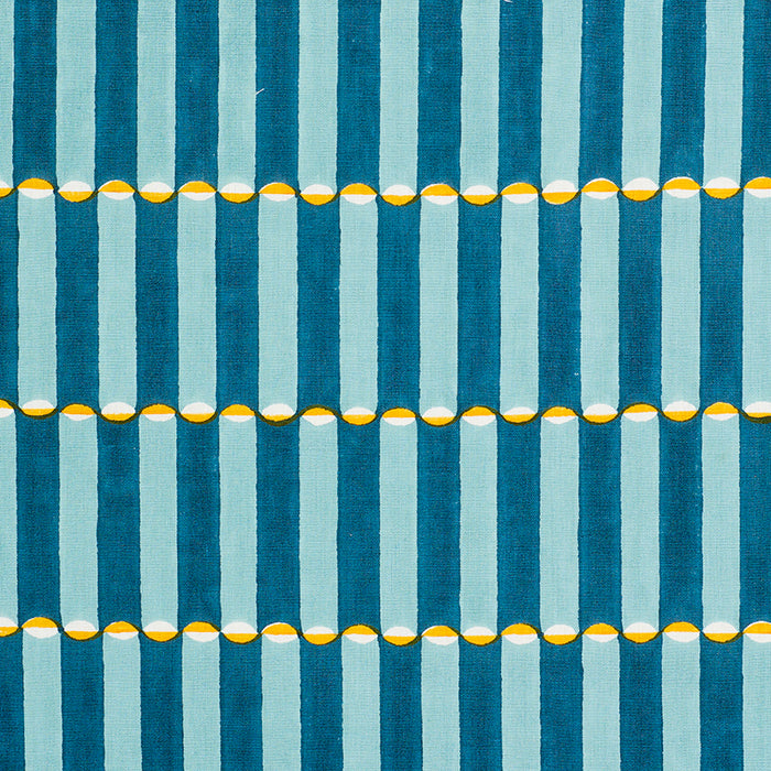 Schumacher Luna Hand Block Print Blue & Turmeric Fabric Sample 179281