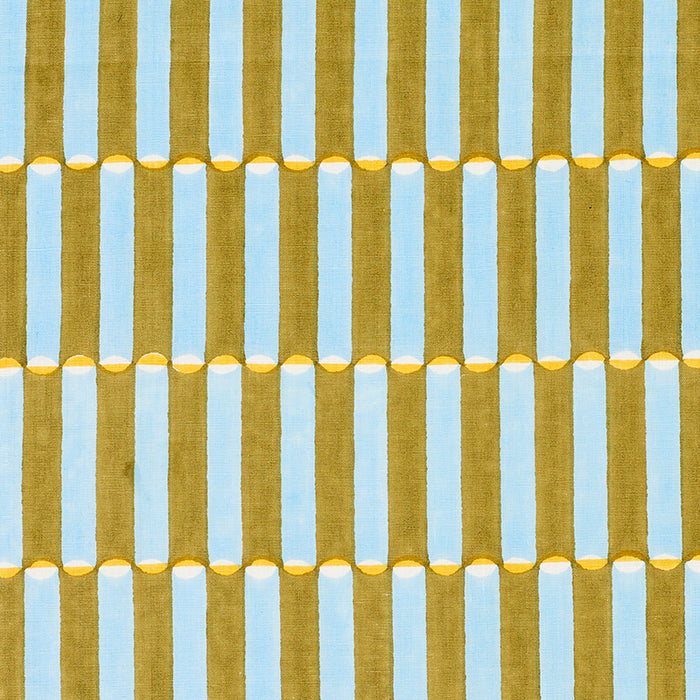 Schumacher Luna Hand Block Print Khaki Fabric 179282