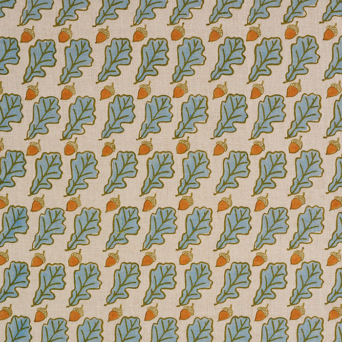 Schumacher Oak Hand Block Print Blue Fabric Sample 179311