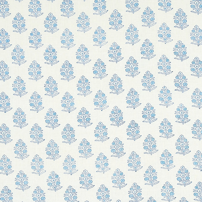 Schumacher Aditi Hand Blocked Print Blue Fabric 179360