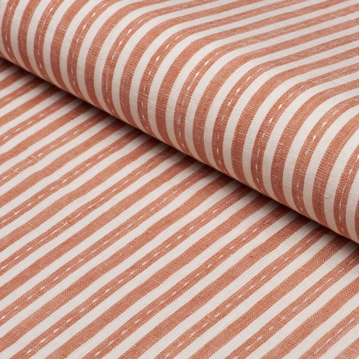 Schumacher Mathis Ticking Stripe Spice Fabric Sample 180595