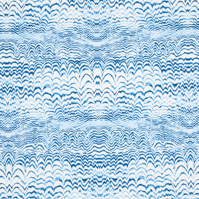 Schumacher Ink Wave Print Indoor/Outdoor Indigo Fabric 181050