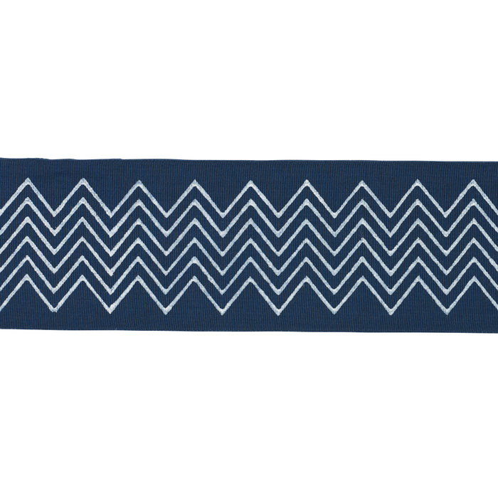 Schumacher Leora Hand Blocked Tape Narrow Indigo Trim Sample 181382