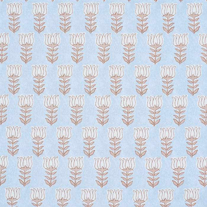 Schumacher Mia Tulip Sky & Sand Fabric Sample 181390