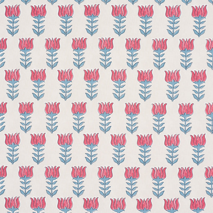 Schumacher Mia Tulip Delft & Crimson Fabric Sample 181392