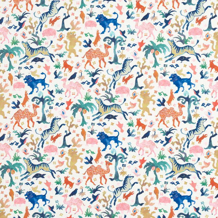 Schumacher Beasts Indoor/Outdoor Multi On Ivory Fabric Sample 181590