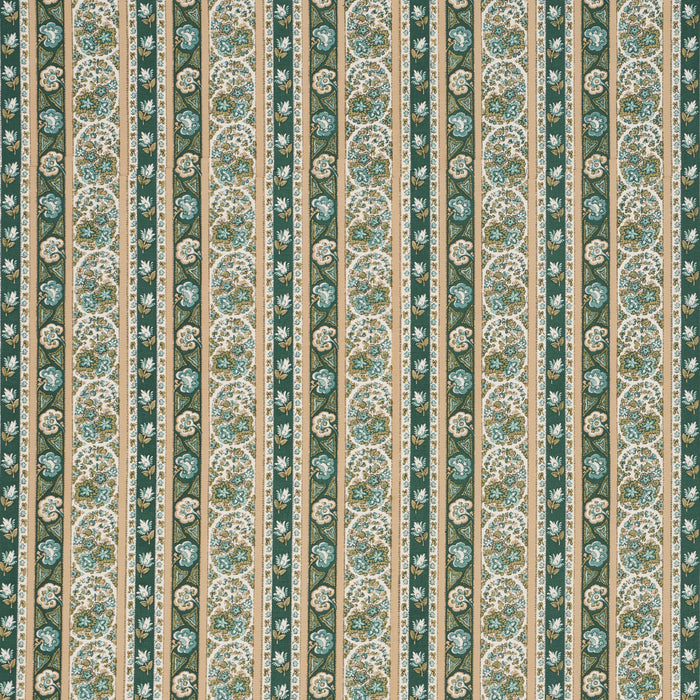 Schumacher Ines Paisley Mineral & Teal Fabric Sample 181751