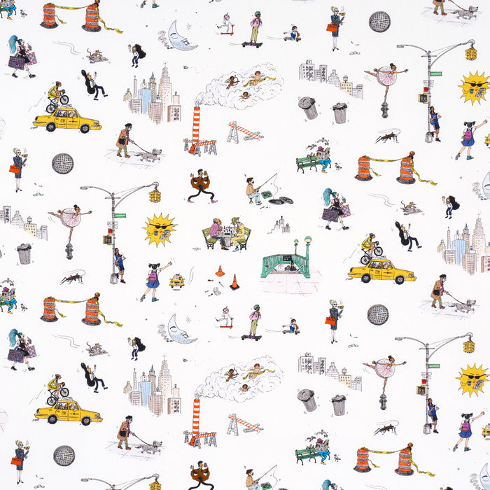 Schumacher Joana Avillez's Street Scenes Multicolor On White Fabric 182332