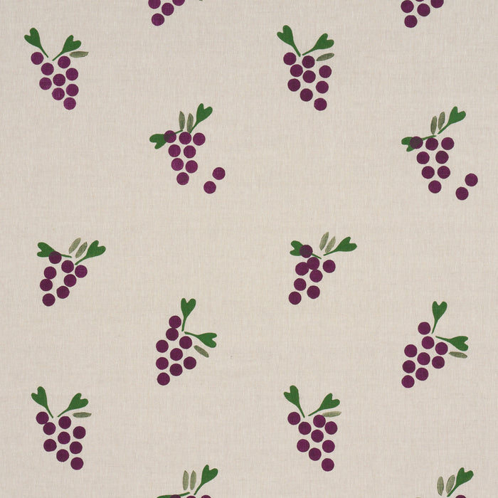 Schumacher Grapes Hand Block Print Purple On Natural Fabric 182420