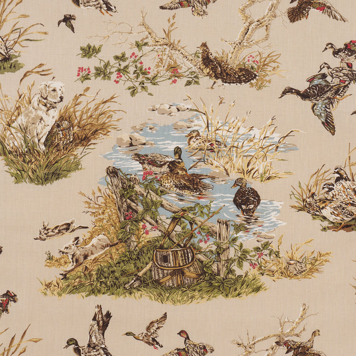 Schumacher Dog & Duck Alabaster Fabric Schumacher 182660