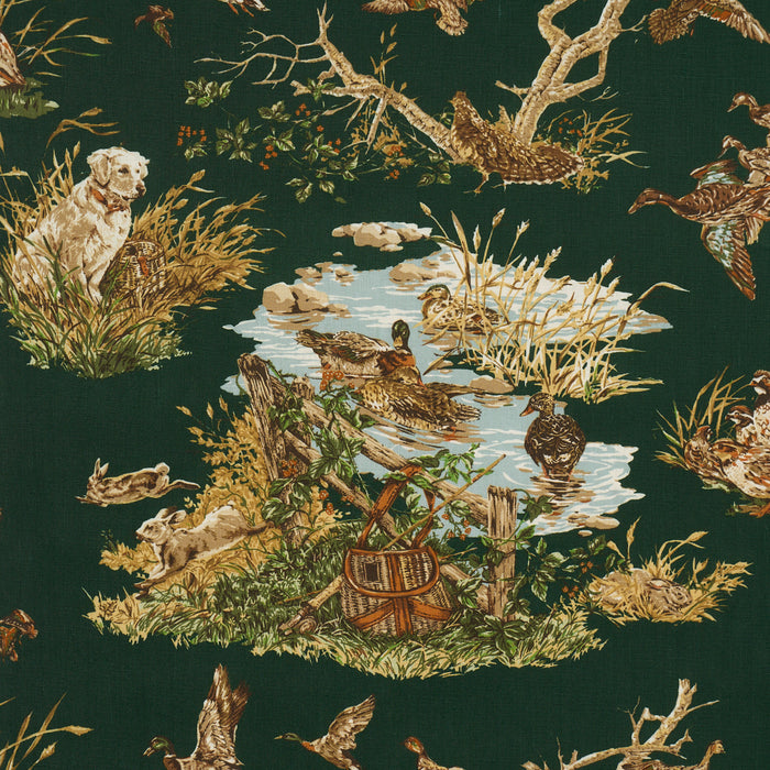 Schumacher Dog & Duck Verdant Fabric Schumacher 182662