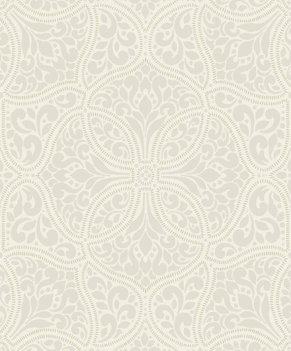 Seabrook Designs Scroll Trail Alabaster And Tan Wallpaper Sample 2010705