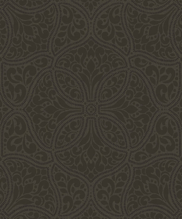Seabrook Designs Scroll Trail Mocha And Ebony Wallpaper Sample 2010706